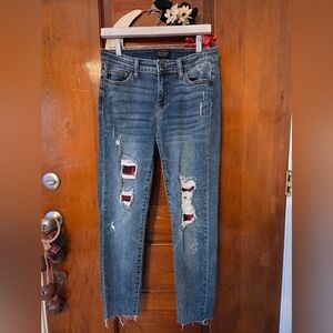 Judy Blue Distressed Buffalo Plaid Skinny Jeans Size‎ 7/28